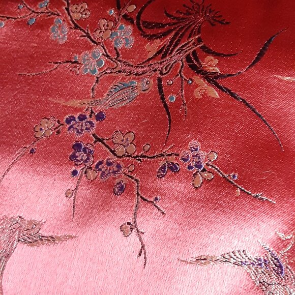 SOLD Vintage Chinoiserie Silky Brocade Fabric - Picture 5 of 8